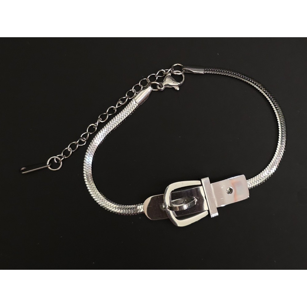 Belt Buckle Bracelet Stainless Steel Size 7" & 2" Extender